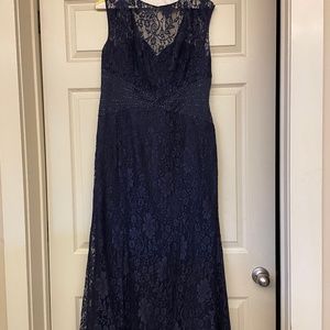 Navy Lace Formal with waist beaded detail.